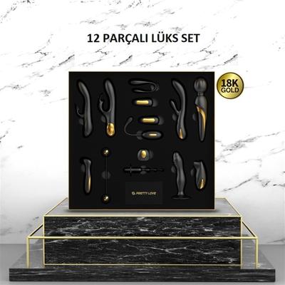 12 Parçalı 18K Altın Kaplamalı Elit Vibratör Seti