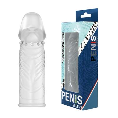 14 cm Sleeve damarlı şeffaf silikon penis kılıfı