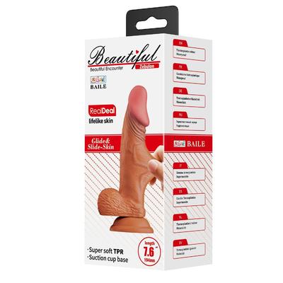 19,4 cm Et Dokulu Gerçekçi Çift Katmanlı Silikon Melez Penis