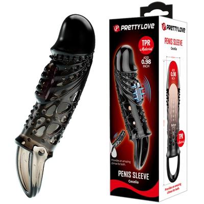 2,5 cm Dolgu Uzatmalı Titreşimli Zenci Penis Kılıfı