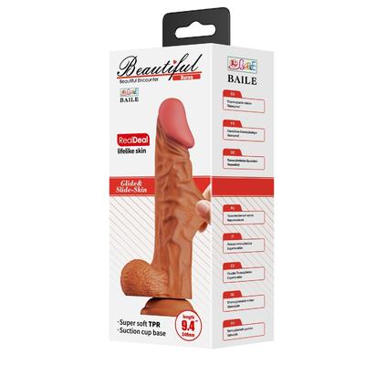 24 cm Yeni Nesil Çift Katmanlı Realistik Vantuzlu Dildo Penis
