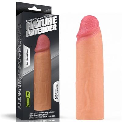 Nature Extender 4.5 cm Dolgulu Premium Ten Rengi Silikon Penis Kılıfı