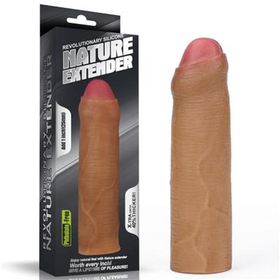 Nature Extender 4.5 cm Dolgulu Silikon Sünnetsiz Melez Penis Kılıfı