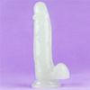 Gece Parlayan Fosforlu 19 cm Realistik Vantuzlu Şeffaf Dildo