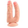 İki Uçlu Vantuzlu Realistik Ten Rengi Çatal Dildo