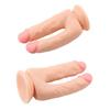 İki Uçlu Vantuzlu Realistik Ten Rengi Çatal Dildo